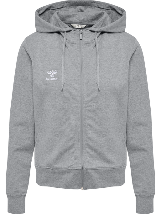 hmlGO 2.0 ZIP HOODIE WOMAN, GREY MELANGE, packshot
