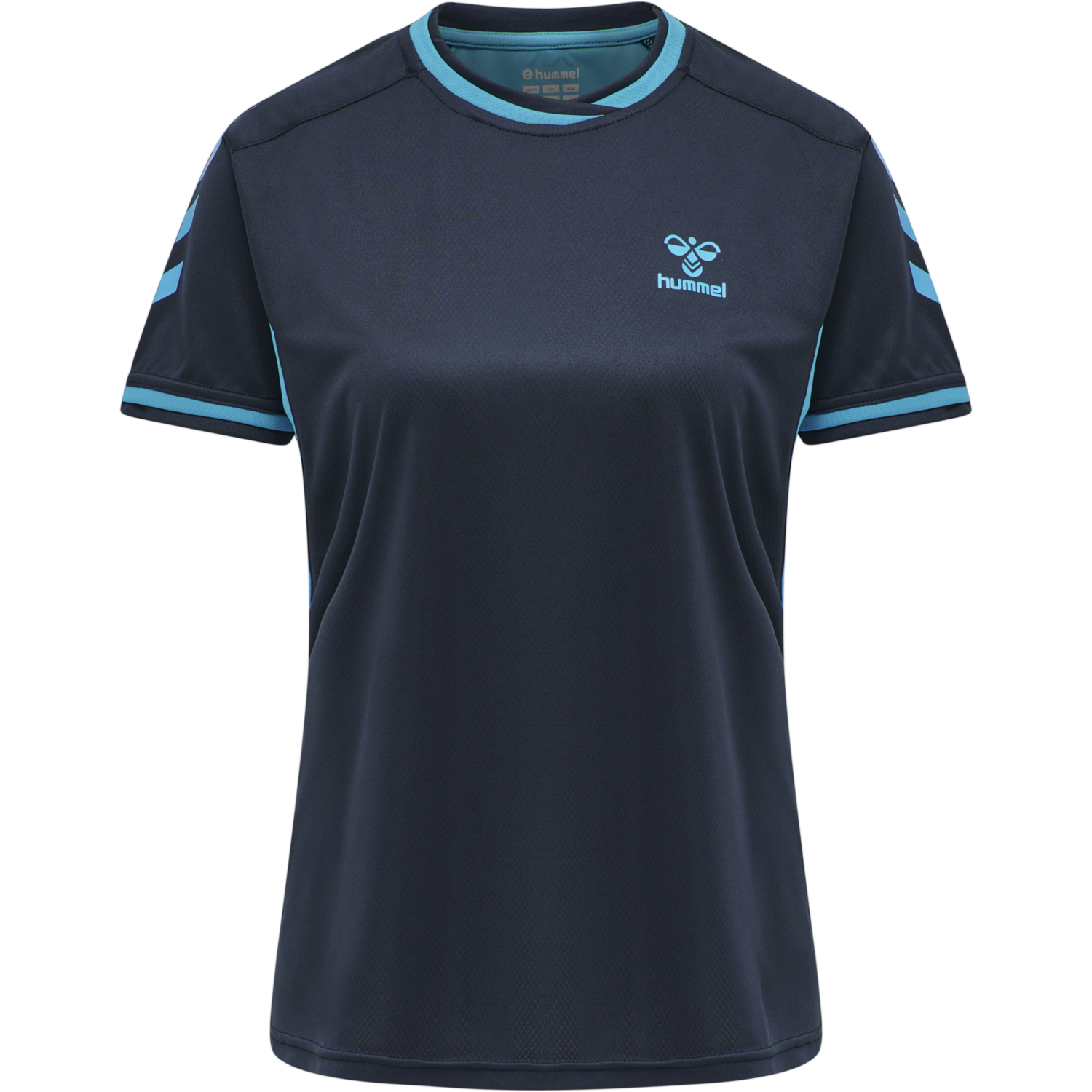 hmlACTION POLY JERSEY S/S WOMAN, BLACK IRIS/ATOMIC BLUE, packshot