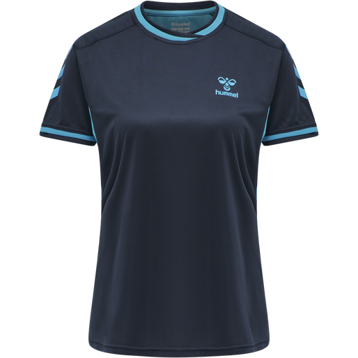 hmlACTION POLY JERSEY S/S WOMAN, BLACK IRIS/ATOMIC BLUE, packshot