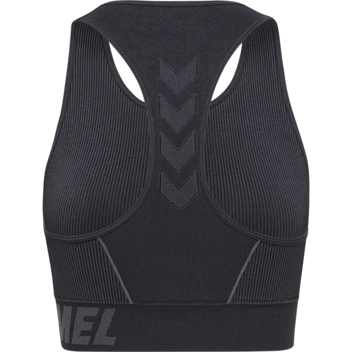 hmlTE CHRISTEL SEAMLESS SPORTS TOP, BLACK/ASPHALT MELANGE, packshot