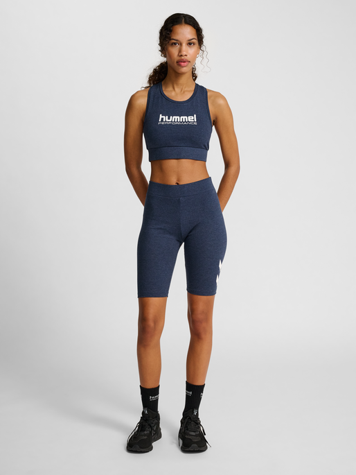 hmlPULSE LOGO MW SHORT TIGHTS, DRESS BLUE MELANGE, model
