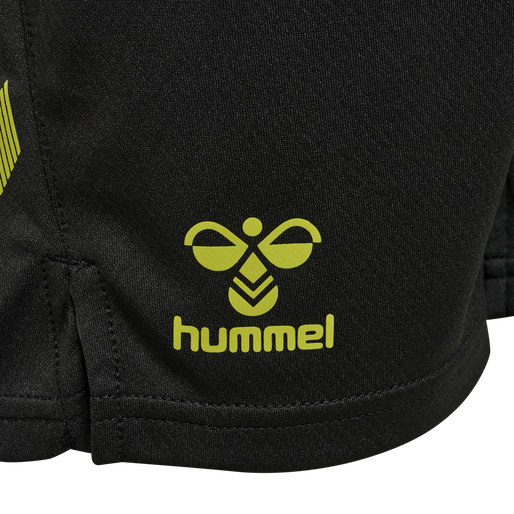 hmlONGRID POLY SHORTS KIDS, JET BLACK/DARK CITRON, packshot