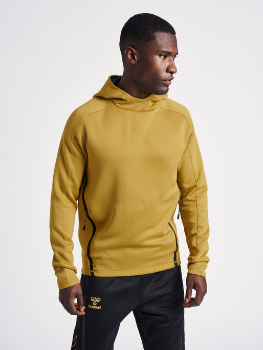 hmlCIMA XK HOODIE, ANTIQUE GOLD, model