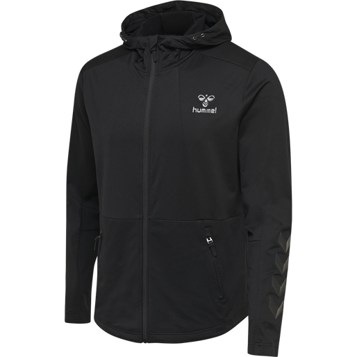 hmlASTON ZIP HOODIE, BLACK, packshot