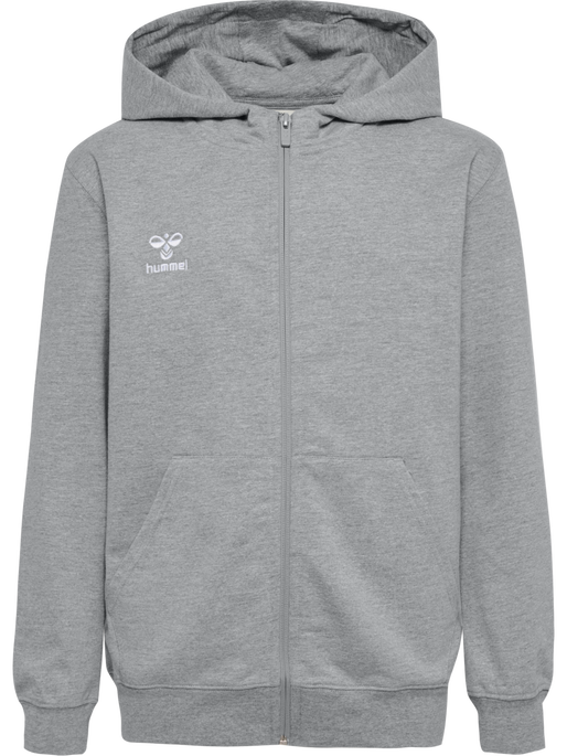 hmlGO 2.0 ZIP HOODIE KIDS, GREY MELANGE, packshot