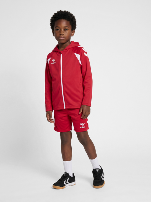 hmlCORE 2.0 ZIP HOODIE KIDS, TRUE RED/WHITE, model