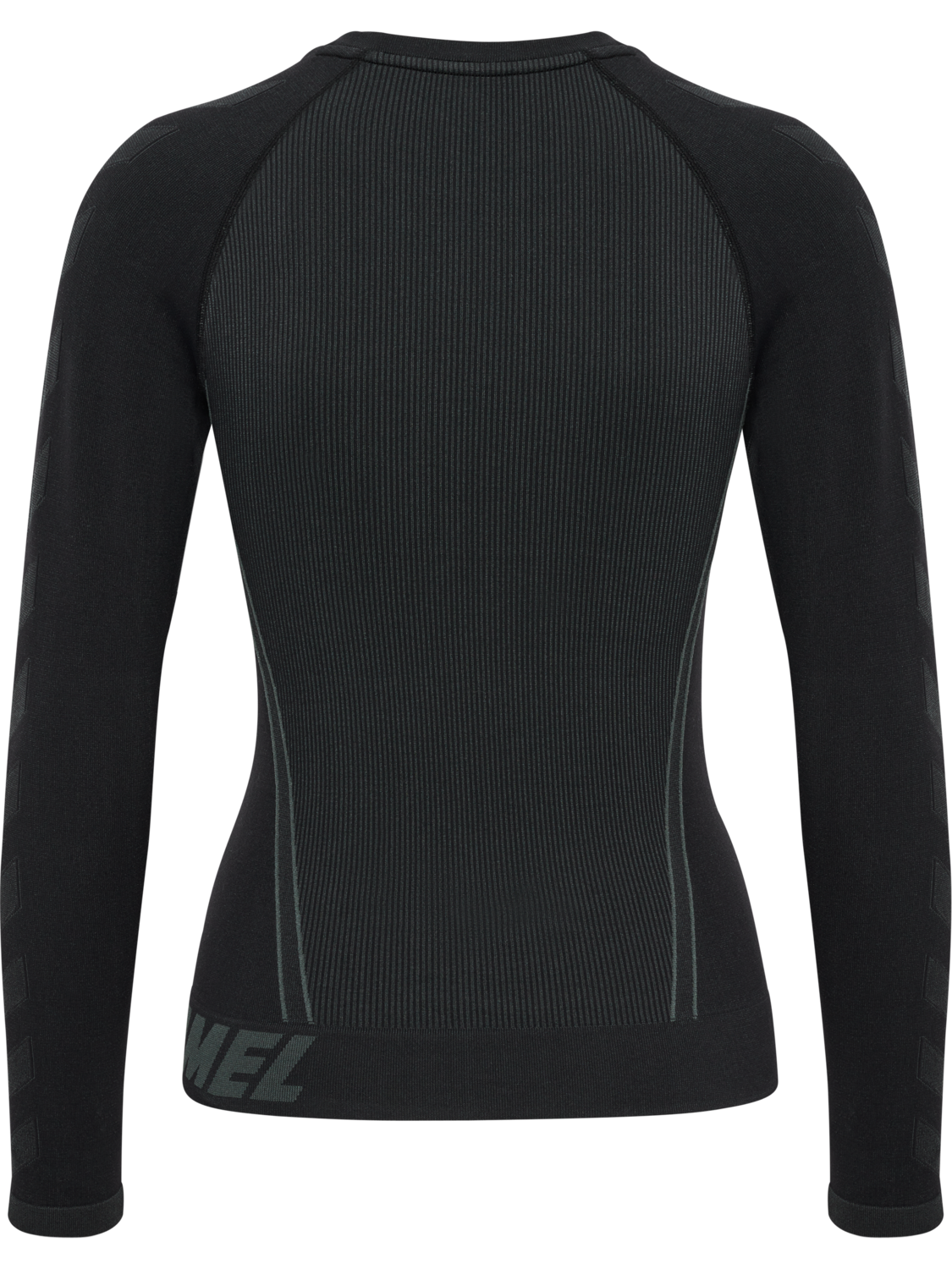 hmlTE CHRISTEL SEAMLESS T-SHIRT L/S, BLACK/ASPHALT MELANGE, packshot