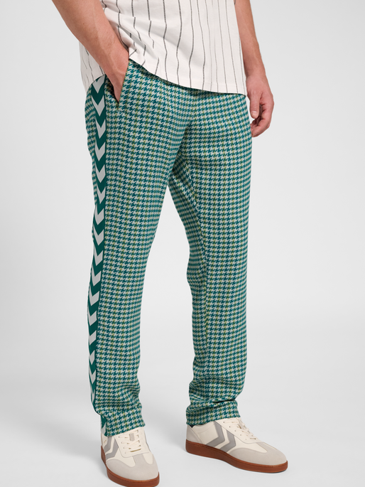 Pepita Woven Logotape Trackpants, YELLOW/LIGHT BLUE/TEAL, model