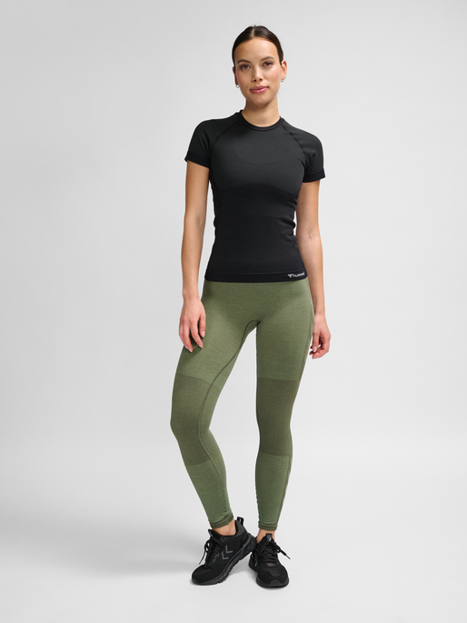 hummel CLEA SEAMLESS TIGHT T SHIRT BLACK MELANGE hummelsport