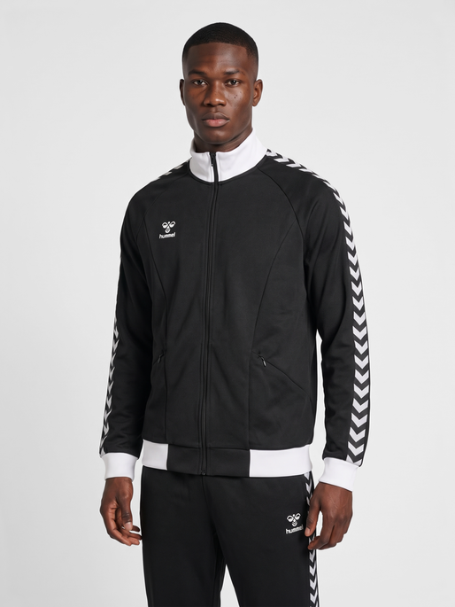 hmlROOT TRACK ZIP JACKET, BLACK, model