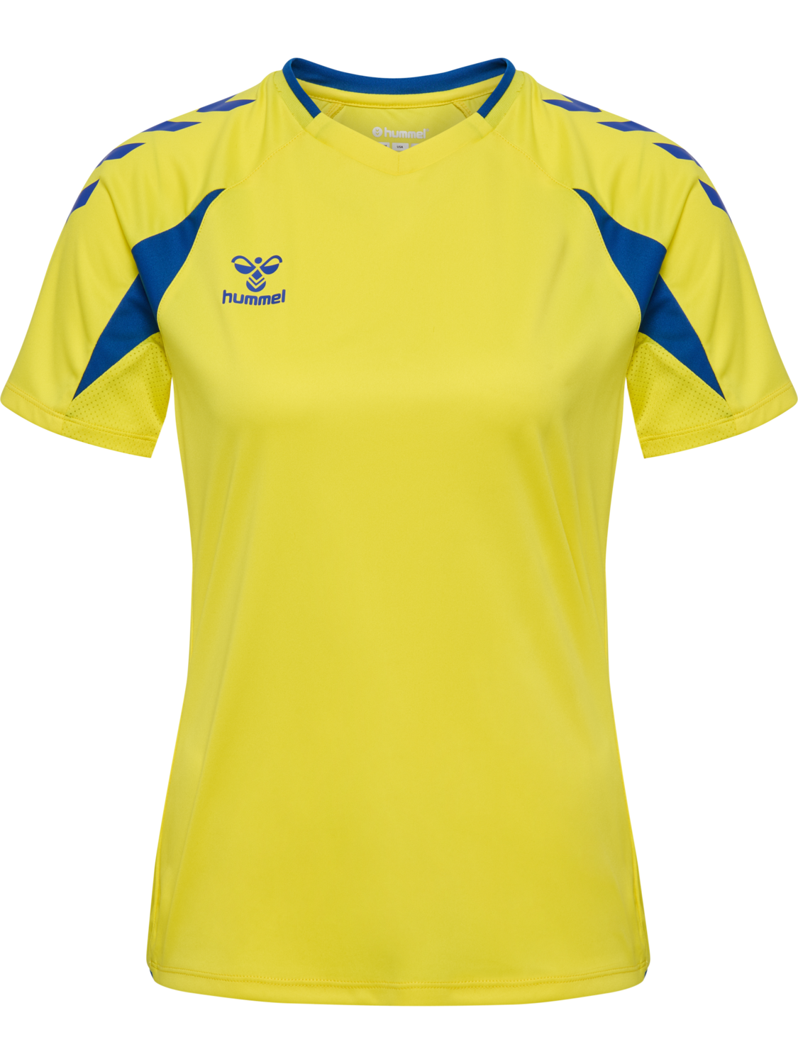 hmlCORE 2.0 JERSEY S/S WOMAN, BLAZING YELLOW/TRUE BLUE, packshot