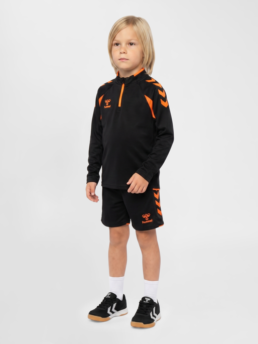 hmlCORE 2.0 HALF ZIP KIDS, BLACK/ORANGE TIGER, model