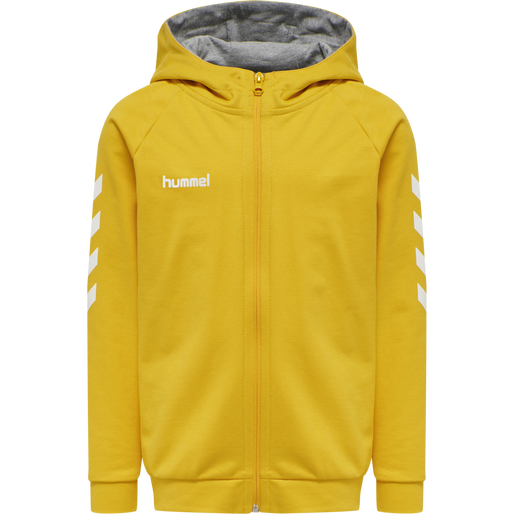HUMMEL GO KIDS COTTON ZIP HOODIE, SPORTS YELLOW, packshot