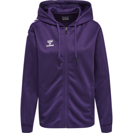 hmlCORE XK POLY ZIP HOOD SWEAT WOMA, ACAI/WHITE, packshot