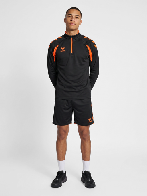 hmlCORE 2.0 HALF ZIP, BLACK/ORANGE TIGER, model