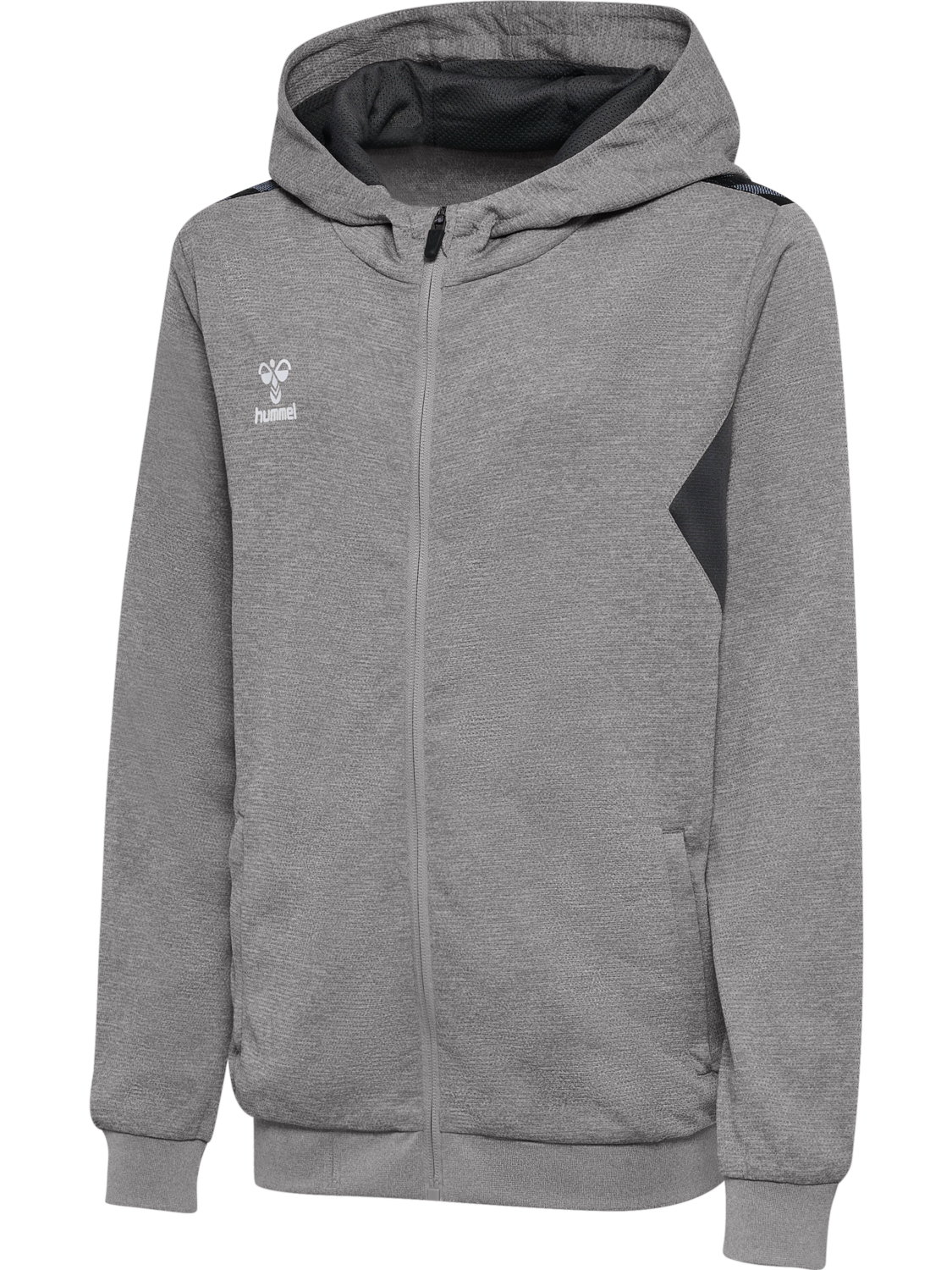 hmlAUTHENTIC PL ZIP HOODIE KIDS, GREY MELANGE, packshot