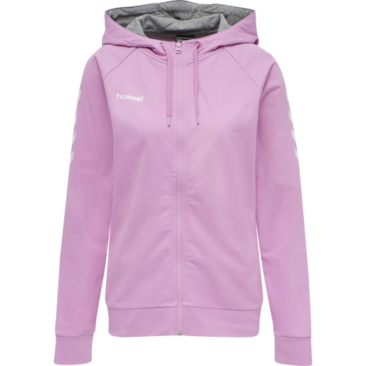 HUMMEL GO COTTON ZIP HOODIE WOMAN, ORCHID, packshot