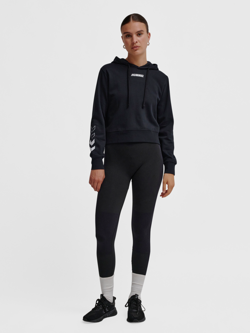 hmlELEMENTAL SHORT HOODIE WOMAN, BLACK, model