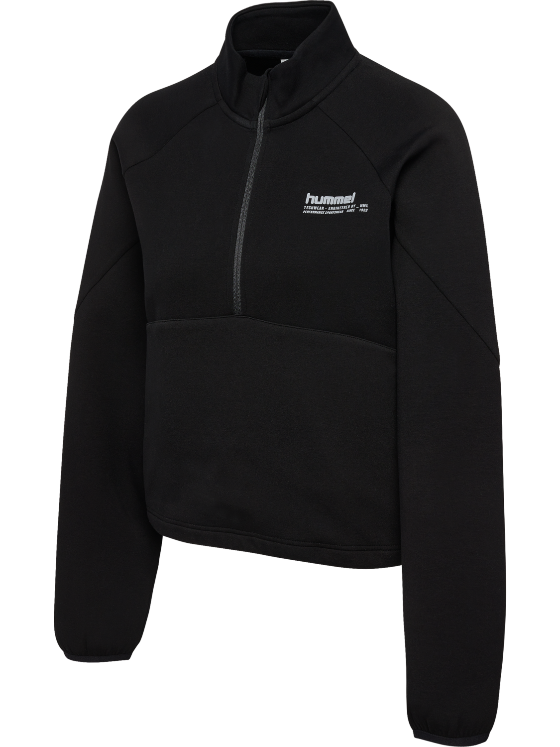 hmlTECH FLEECE WOMEN BOXY HALF ZIP, BLACK, packshot