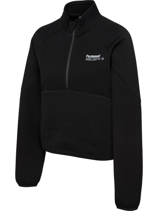 hmlTECH FLEECE WOMEN BOXY HALF ZIP, BLACK hmlTECH FLEECE WOMEN BOXY HALF ZIP, BLACK, packshot