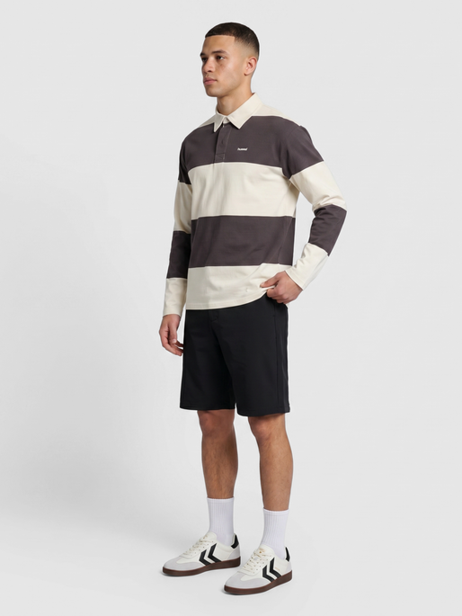 hmlI-D POLO L/S, SHALE/MARSHMALLOW, model