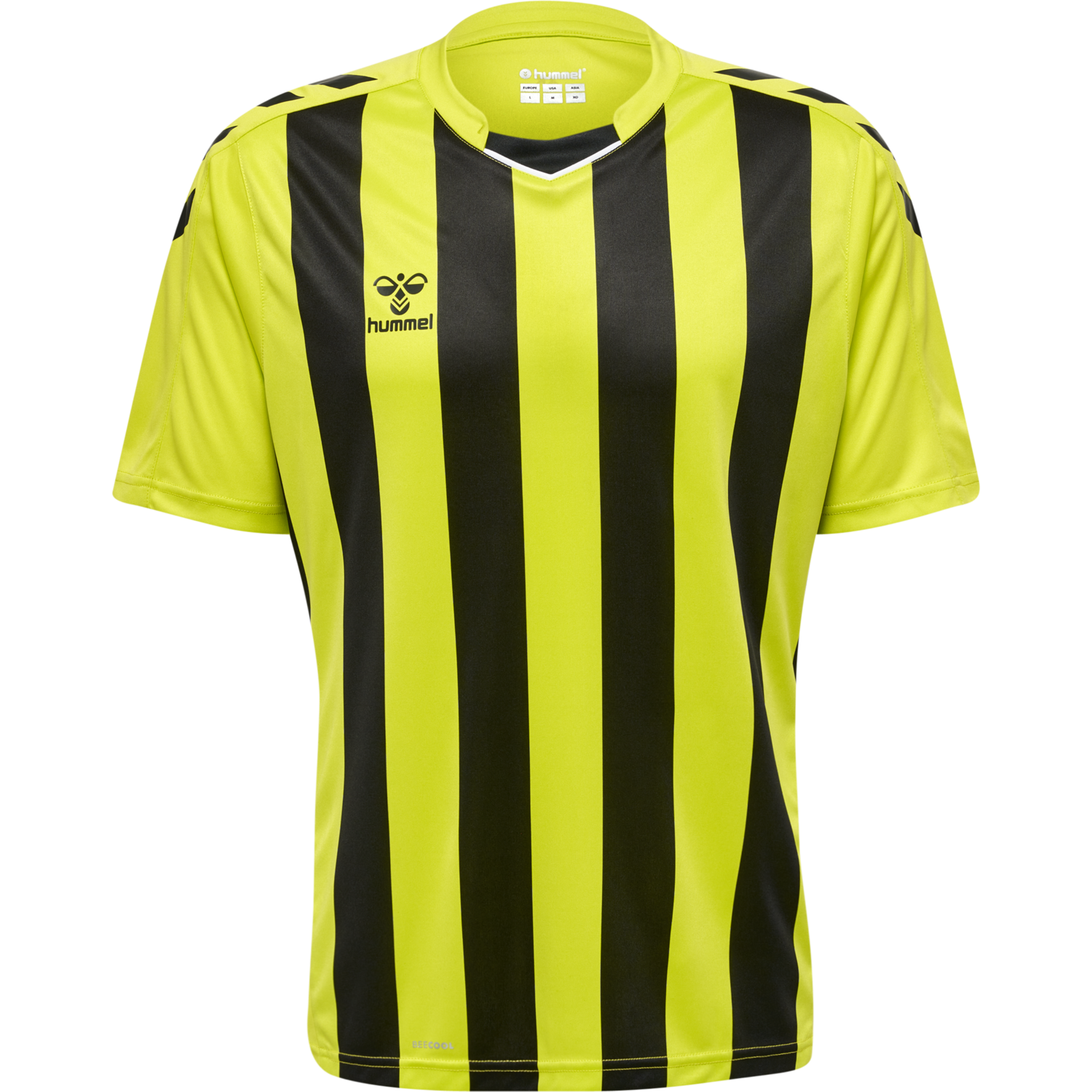 hmlCORE XK STRIPED JERSEY S/S, LIME POPSICLE/BLACK, packshot