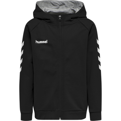 HUMMEL GO KIDS COTTON ZIP HOODIE, BLACK, packshot