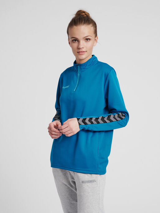 hmlAUTHENTIC HALF ZIP SWEATSHIRT WOMAN, CELESTIAL, model