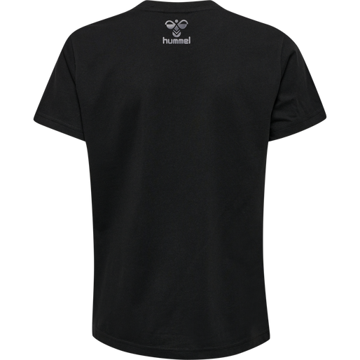 hmlOFFGRID COTTON JERSEY S/S KIDS, JET BLACK/FORGED IRON, packshot