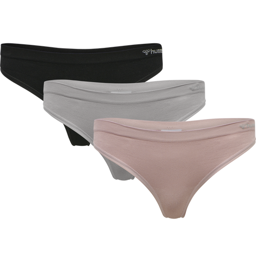 hmlJUNO 3 PACK SEAMLESS THONG, ASH ROSE/BLACK/PALOMA, packshot