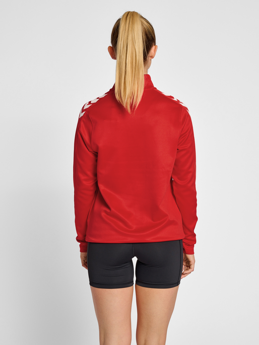 hmlCORE XK HALF ZIP SWEAT WOMAN, TRUE RED, model