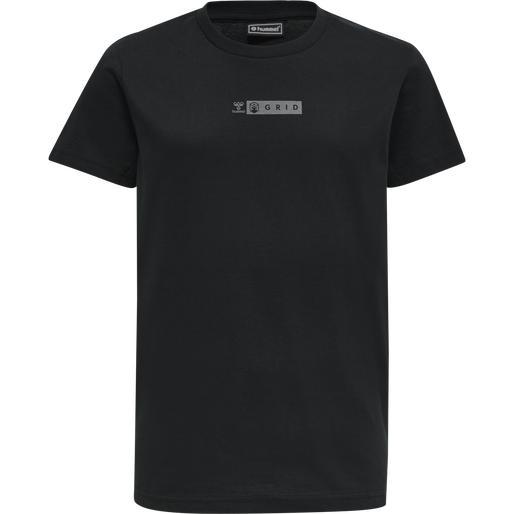 hmlOFFGRID TEE S/S KIDS, JET BLACK/FORGED IRON, packshot