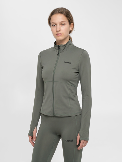 hmlPRIMA W ZIP BLOUSE, CASTOR GRAY, model