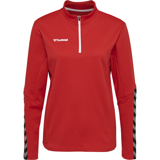 hmlAUTHENTIC HALF ZIP SWEATSHIRT WOMAN, TRUE RED, packshot