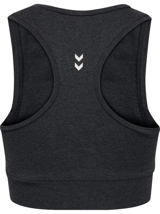 hmlPULSE LOGO LIGHT SUPPORT BRA, BLACK MELANGE hmlPULSE LOGO LIGHT SUPPORT BRA, BLACK MELANGE, packshot