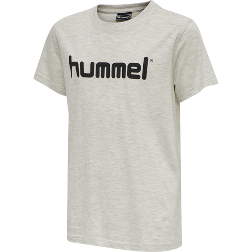 HUMMEL GO KIDS COTTON LOGO T-SHIRT S/S, EGRET MELANGE, packshot