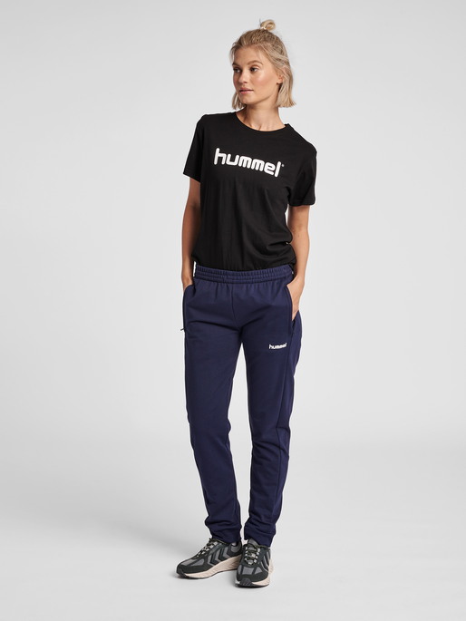 HUMMEL GO COTTON LOGO T-SHIRT WOMAN S/S, BLACK, model