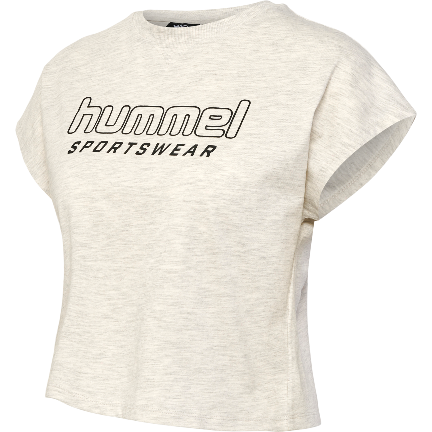 hmlLGC JUNE CROPPED T-SHIRT, TOFU MELANGE, packshot