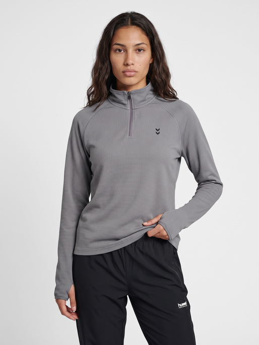 hmlPULSE W HALF ZIP MIDLAYER, SHARKSKIN, model