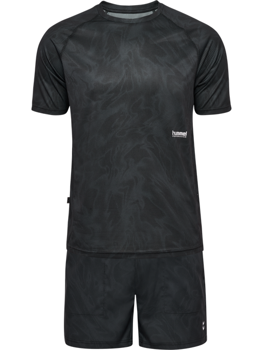 hmlPULSE AOP WORKOUT SHORTS SET, BLACK/EBONY, packshot
