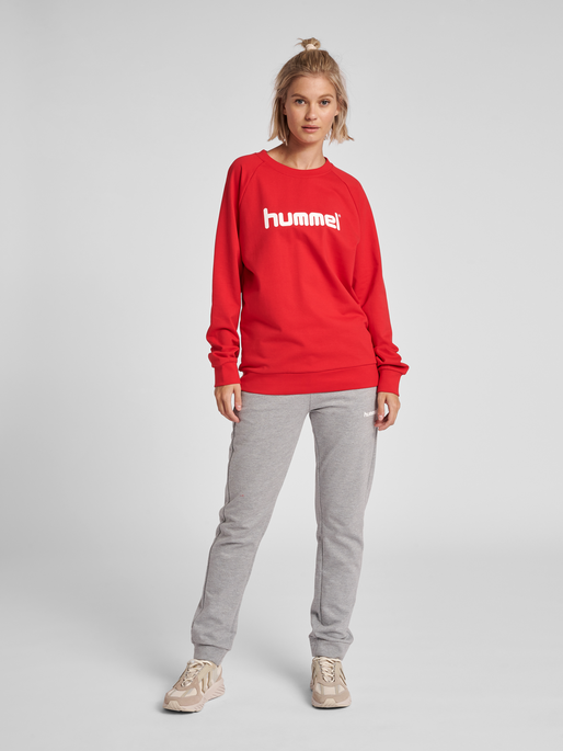 HUMMEL GO COTTON LOGO SWEATSHIRT WOMAN, TRUE RED, model