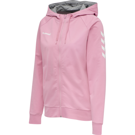 HUMMEL GO COTTON ZIP HOODIE WOMAN, COTTON CANDY, packshot