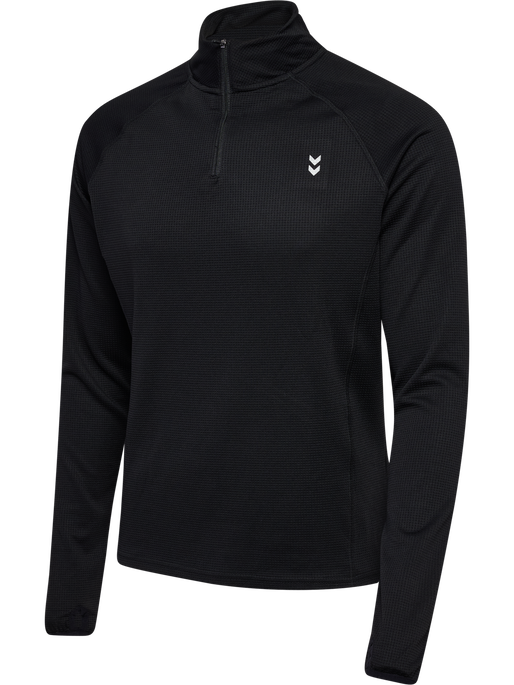 hmlPULSE HALF ZIP MIDLAYER, BLACK hmlPULSE HALF ZIP MIDLAYER, BLACK, packshot