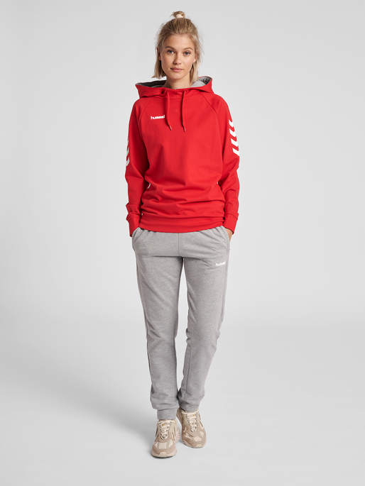 HUMMEL GO COTTON HOODIE WOMAN, TRUE RED, model