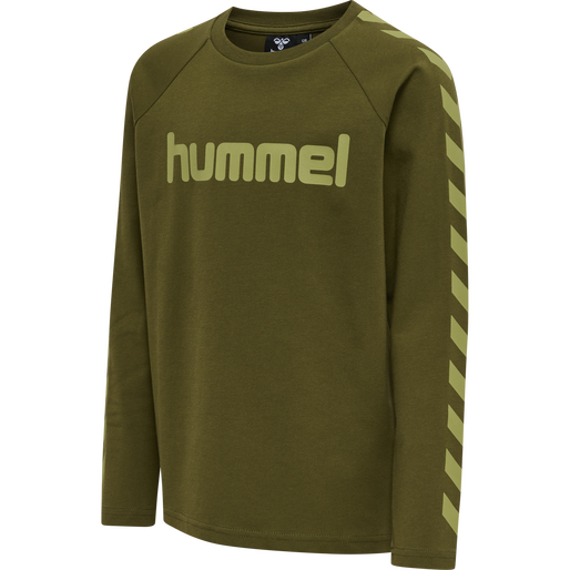 hmlBOYS T-SHIRT L/S, GREEN MOSS, packshot