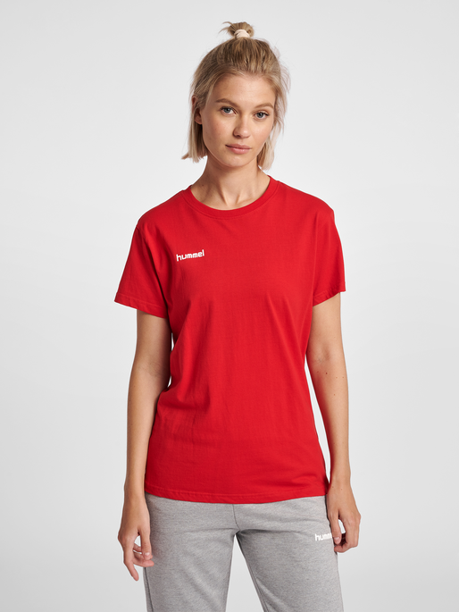 HUMMEL GO COTTON T-SHIRT WOMAN S/S, TRUE RED, model