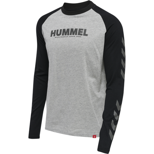 hmlLEGACY BLOCKED T-SHIRT L/S, GREY MELANGE hmlLEGACY BLOCKED T-SHIRT L/S, GREY MELANGE, packshot