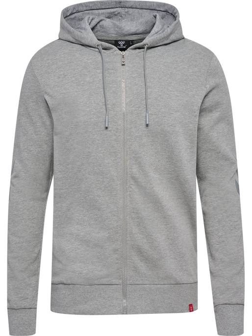 hmlLEGACY ZIP HOODIE, GREY MELANGE, packshot