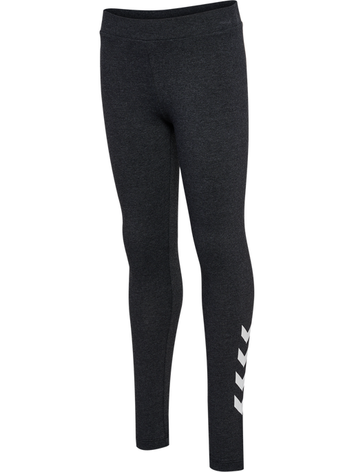 hmlJR LOGO TIGHTS, BLACK MELANGE hmlJR LOGO TIGHTS, BLACK MELANGE, packshot