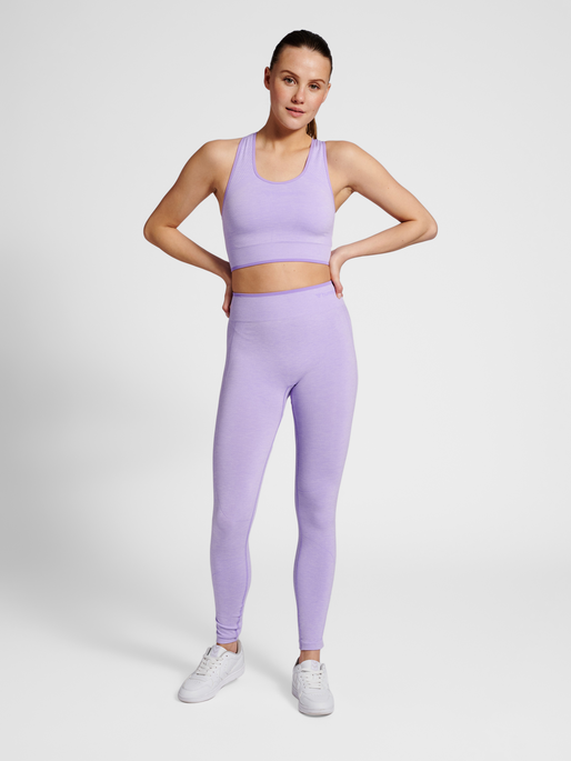 hmlMT UNA SEAMLESS MID WAIST TIGHTS, LAVENDER MELANGE, model